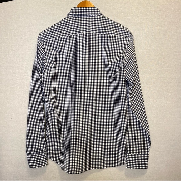 Untuckit Button-Down Blue & White Gingham Check Shirt Men’s Size Large - Picture 5 of 9